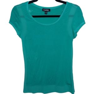 Bebe Teal Mesh Panel T-Shirt, Size XS 💚